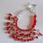 Red And White Swarovski Crystal Star Bracelet